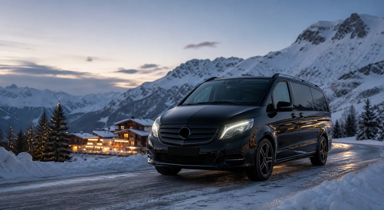 Premium winter ski transfer in the Alps