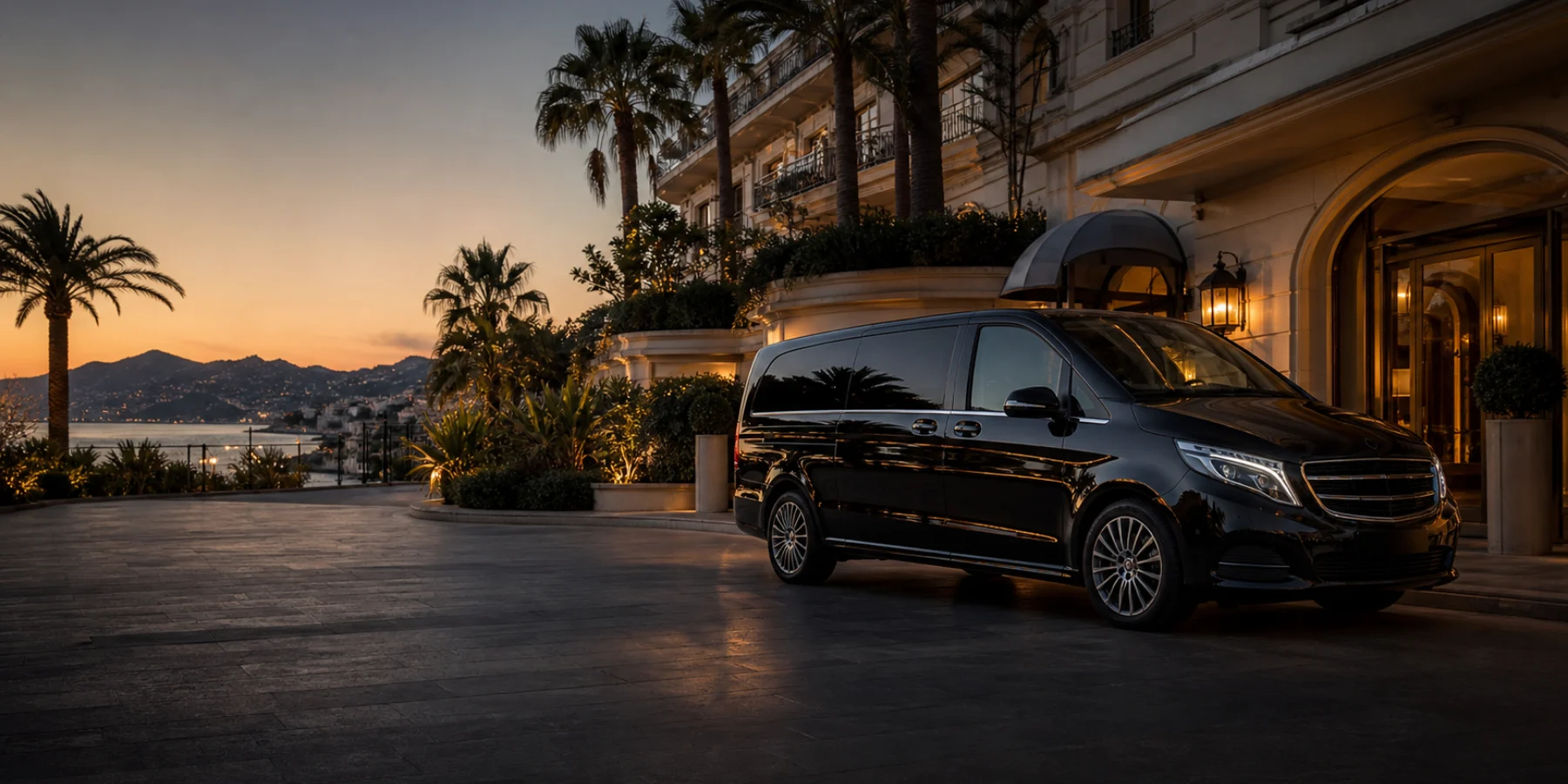 Private ROYAL COMFORT RIDE chauffeur vehicle at a Mediterranean hotel